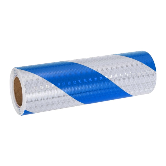 Uxcell Reflective Tape, Self-Adhesive Trailer Reflector Tape Waterproof Warning Sticker Blue White 8 Inch x 16 Feet