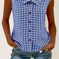 thumbnail image 4 of GigrtiJin Tank Tops for Womens Trendy Plaid Button Down Shirts Solid Color Casual Going Out Sleeveless Collared Tank Tops, 4 of 5