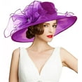 thumbnail image 4 of Dalrosia Women Derby Church Dress Hat Fascinators Floral Tea Party Bridal Wedding Organza Hats, 4 of 4