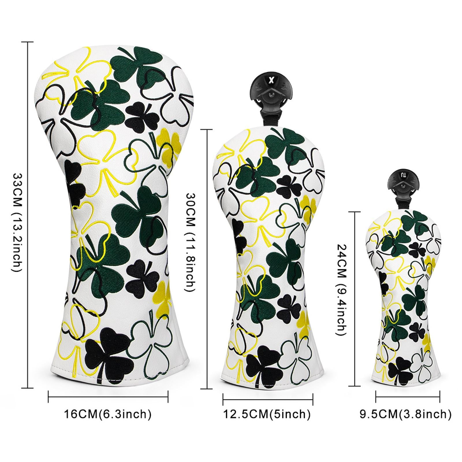 funtasica Water Resistant Patterned Embroidered Golf Club Headcover with Tags High Quality Fairway Wood Hybrid Headcover Headcover , White, Set