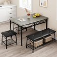 thumbnail image 2 of IDEALHOUSE Dining Table Set for 4, Kitchen Table Set of 4 with Upholstered Dining Bench and Square Stools, Dining Set for 4 with Storage for Small Space, Apartment - Grey, 2 of 18