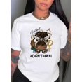 thumbnail image 1 of Camiseta Básica para Mujer Verano TranspirableCartoon & Letter Print Comfy T-Shirt, Round Neck Short Sleeve Sports Tee, Women's ActivewearFather's Day, Mother's Day, New Year, Spring Festival, Valen, 1 of 7