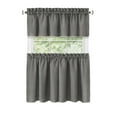 thumbnail image 2 of Achim Kendal Solid Rod Pocket Light Filtering Tier and Valance Curtain Set, Grey/White, 58" x 36", 2 of 3