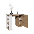 thumbnail image 6 of Allen 47" Wide Kitchen Island One Cabinet and Five Shelves, Bar Table, Dinning Table. Pub Table White- Natural Oak, 6 of 16