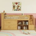 thumbnail image 3 of Duxelifin Twin Size Low Loft Bed with Light & Headboard Bookshelf, Wooden Kids Loft Bed with Storage Stairs, Drawers and Shelf, Twin Kids Bed for Boys, Girls (Natural), 3 of 10