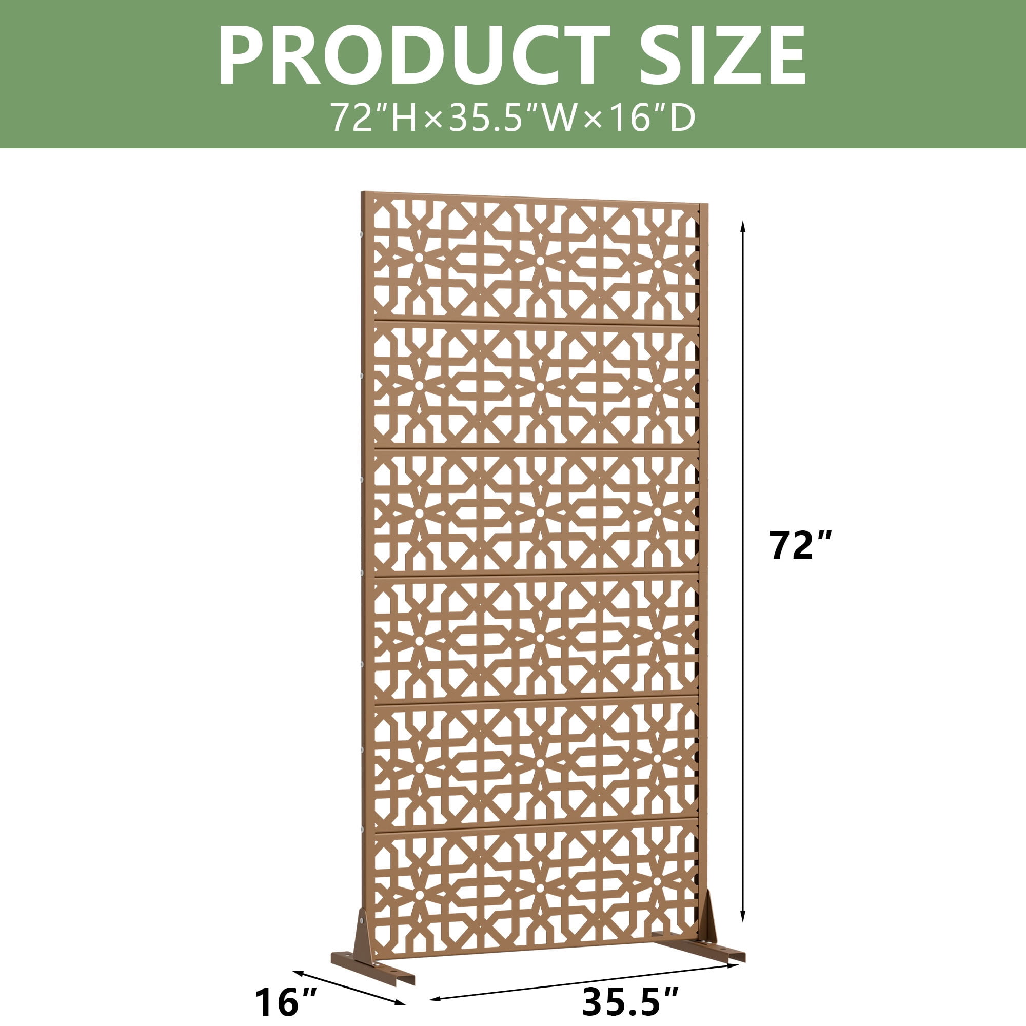 MAYEERTY 72*35in Outdoor Privacy Screen, Heavy Gauge Metal Privacy Fence, Decorative Privacy Panel for Patio, Balcony, Garden