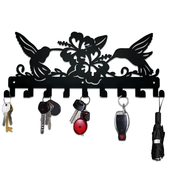 Bird And Flowers Coat Rack - Metal Wall Hanging Storage Rack, for Keys, Hats, Wall Mount Hooks Wall hanging Towel Rack Coat rack