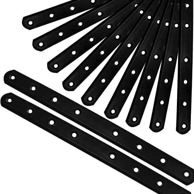 Plato de reparación Straight Brackets Redovant de 10 cm, 12 unidades, color negro