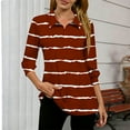 thumbnail image 4 of Inverlee Striped 3/4 Sleeve Blouse for Women Trendy Collared V Neck Tops Summer Casual Loose Fit Shirts, 4 of 5