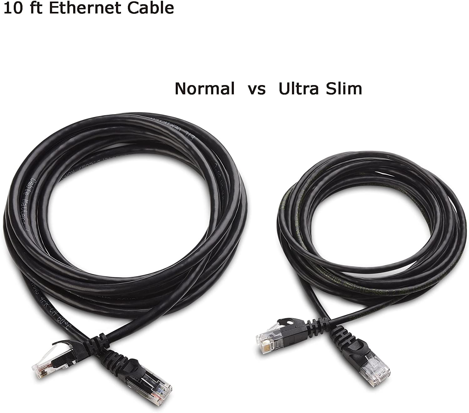 Cable Matters 5-Pack Snagless Short Cat6 Ultra Thin Ethernet Cable (Thin Cat6 Cable) in Black 7 ft