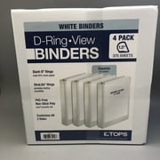 Tops D-Ring 1.5 Inch View Binders 4-Pack (White)