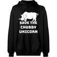thumbnail image 2 of OXI Hoodie Sweatshirt - Save The Chubby Unicorn, Basic Casual Hoodie for Men's and Women Fleece Hoodie Long Sleeve - Black Large, 2 of 3