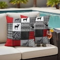 thumbnail image 2 of Outdoor Pillow Cover Red Black Checked Plaid Elk Set of 2 Waterproof Throw Pillowcases Gray White Decorative Patio Furniture Pillows for Couch Garden Indoor & Outdoor Use, 2 of 9
