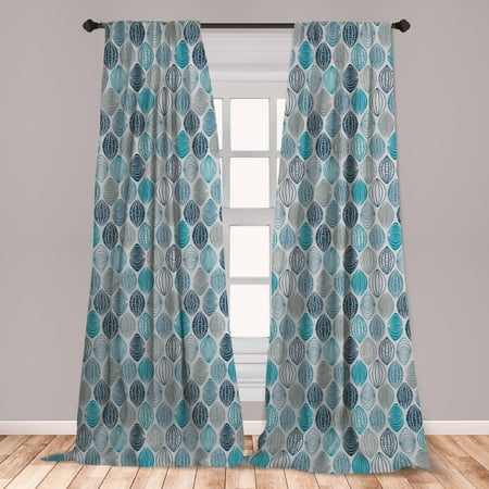 Navy And Grey Curtains Grey Blue Curtains 2 Panels Set, Round Shapes with Swirls Scale and Stripes Ornamental Motifs, Window Drapes for Living Room Bedroom, Grey Pale Blue Navy Blue, by Ambesonne ()