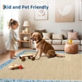 thumbnail image 5 of Garvee 2'x6' Floral Bordered Runner Rug Braided Print Carpet, Washable Rug Non-Slip Stain-Resistant Low Pile Indoor Floort Mat for Hallway Bedroom Kitchen, Light Blue, 5 of 8