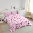 thumbnail image 3 of Erosebridal Spring Pink Flower Bedding Comforter Set, Botanical Floral Down Comforter, Leaves Home Decor, Reversible 2 Pieces, 3 of 8