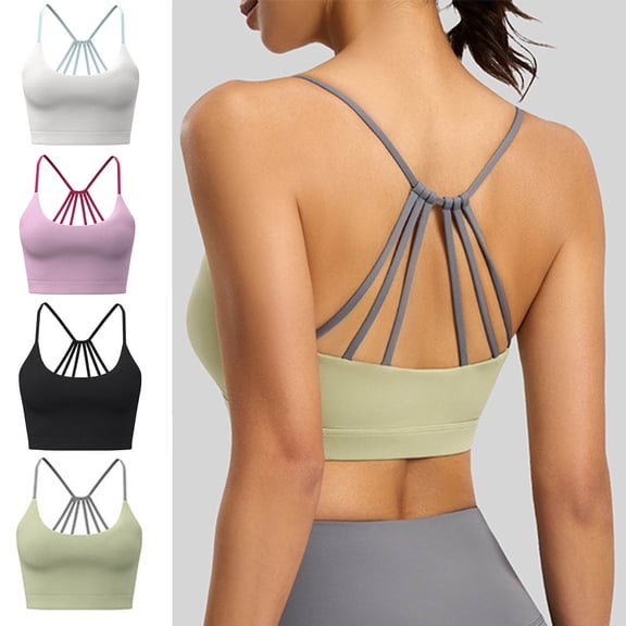 Vetsdori Racerback Sports Bras for Women No Underwire Bralette Padded Workout Soft,Summer Womens Bras Casual