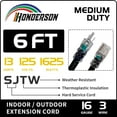 thumbnail image 3 of HONDERSON 8FT 16/3 Christmas Lighted Outdoor Extension Cord - 16 Gauge 3 Prong SJTW Black Extension Cable with 3 Prong Grounded Plug for Safety,Great for Outdoor Christmas Decorations, 3 of 7