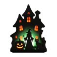 thumbnail image 2 of Wooden Haunted House Blow Mold Light Halloween Spooky Mansion Ornament Decor Witch Moon Ghost Haunted House, Wooden Mold Ornament, Warm Decor For Mantel, Entryway, Backyard Nook, 2 of 6