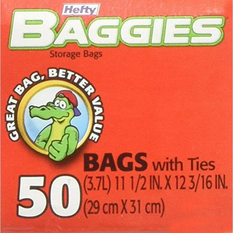 2 LOT Hefty Baggies Food Storage Gallon Size Bags 50 Count + Twist off Ties  VTG