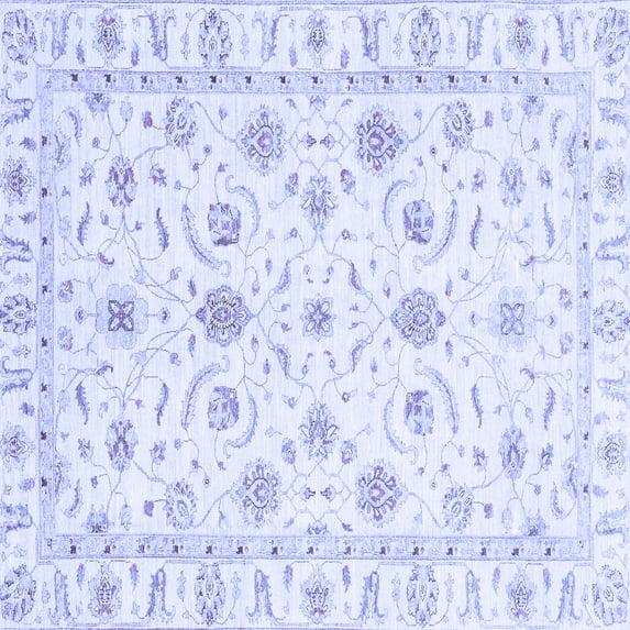 Ahgly Company Machine Washable Indoor Square Oriental Blue Traditional Area Rugs, 6' Square