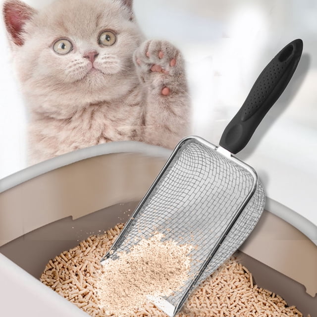 YWIYIUD 1PC StainlessSteel Mesh Cat LitterScoop Durable Cleaning Shovel with Comfortable Handle Portable and Practical Catlitter Sifting Tool Suitable for Home and Pet Shop