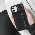 thumbnail image 6 of iPhone 12 Mini Case with Card Holder for Women, iPhone 12 Mini Phone Case Wallet with Credit Card with Ring Kickstand Zipper Shockproof Slim Stand Case for iPhone12mini - Black, 6 of 12