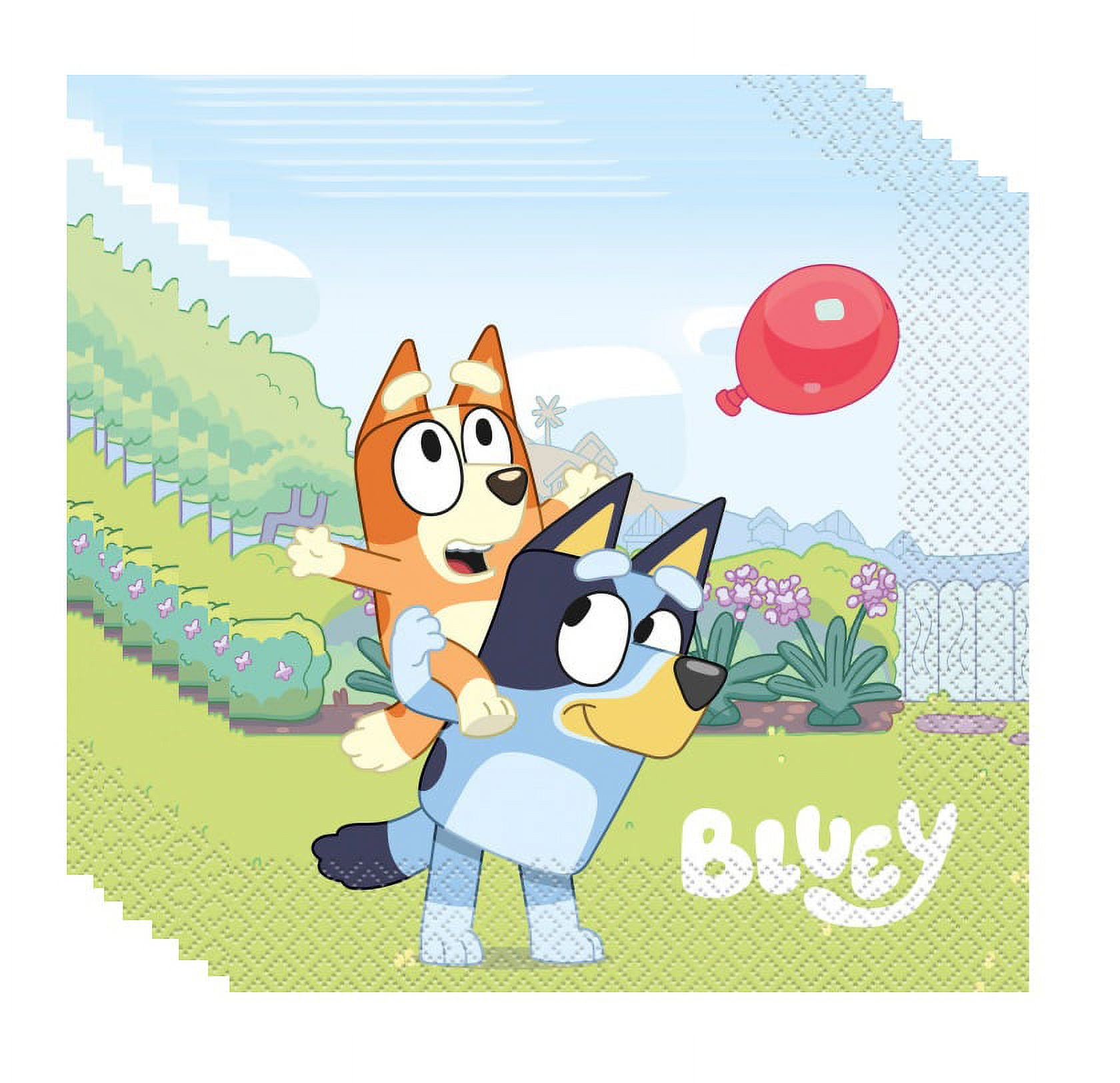 Unique Bluey Birthday Party Supplies Bundle with Party Cone Hats and Sticker Sheet, Serves 16
