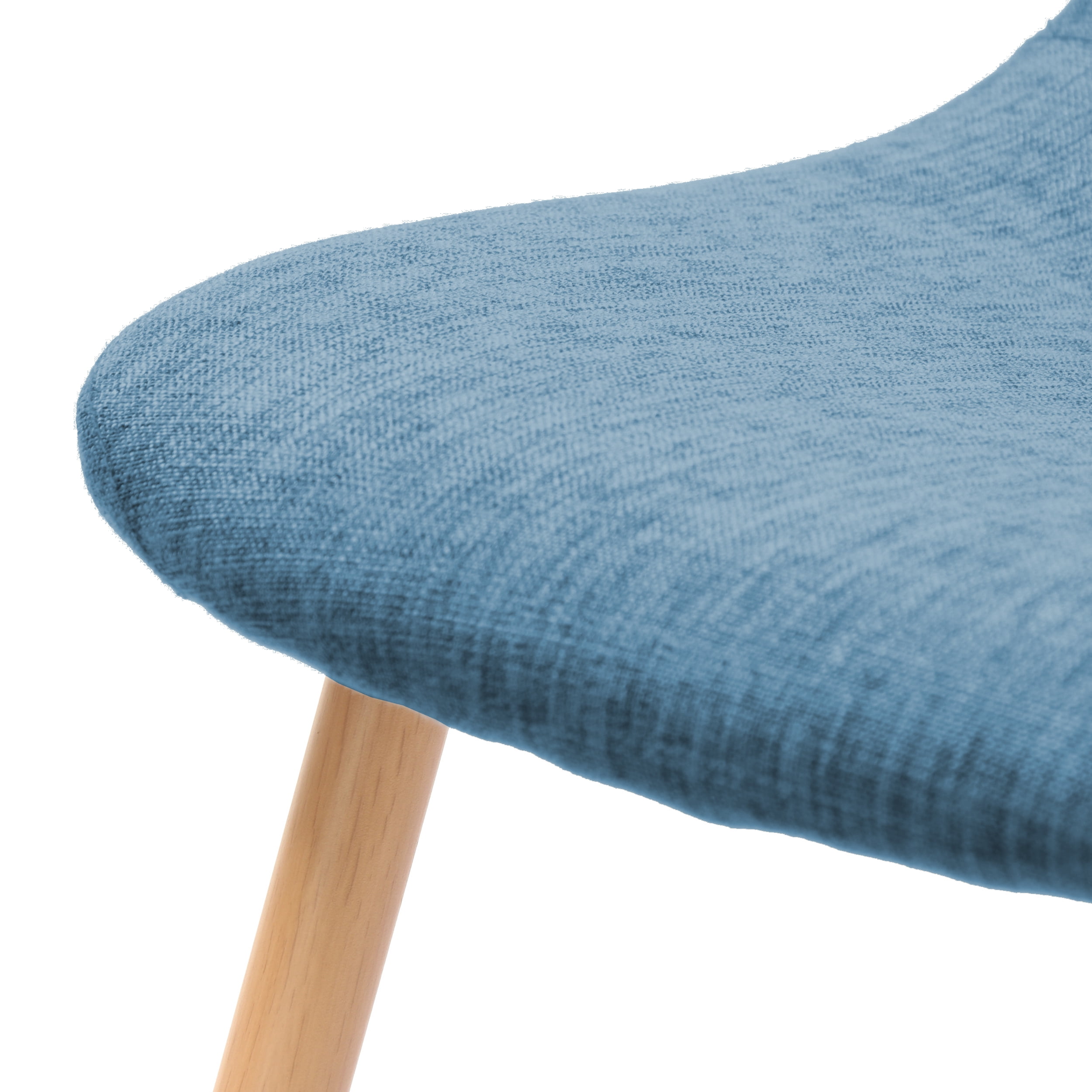 Noble House Samir Mid Century Fabric Dining Chairs, Set of 2, Muted Blue, Light Walnut