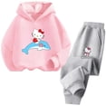 thumbnail image 5 of Conjunto de sudadera con capucha de Hello Kitty Kuromi para niños, juego de dibujos animados para niños, traje de camión de primavera y otoño, sudadera de manga larga, lindas sudaderas con capucha par, 5 of 5