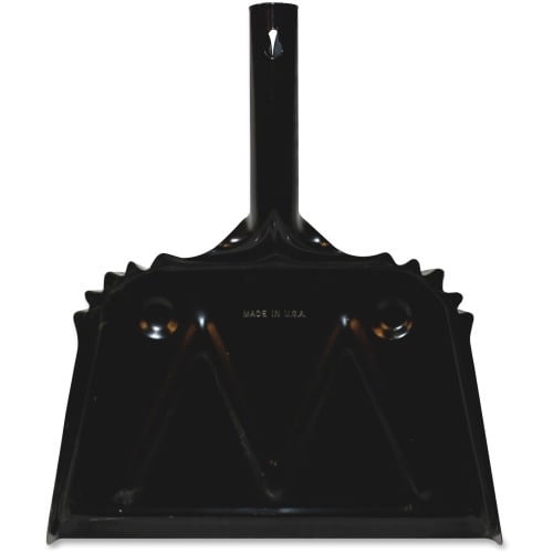 Genuine Joe Heavy-duty Metal Dustpan 12' Wide - Metal - Black - 1 Each