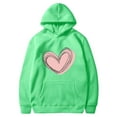 thumbnail image 5 of Jinhomg Women's Cute Sweatshirt 2026 Trendy Heart Graphic Hoodies Plus Size Comfy Long Sleeve Kangaroo Pocket Pullover Tops Daily Wear Green M, 5 of 5