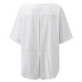 thumbnail image 5 of Womens Summer Cotton Linen Shirts 3/4 Sleeve Solid Color Loose Casual T Shirts Hi-lo Hem Basic Tunic Tops Blouses, 5 of 5