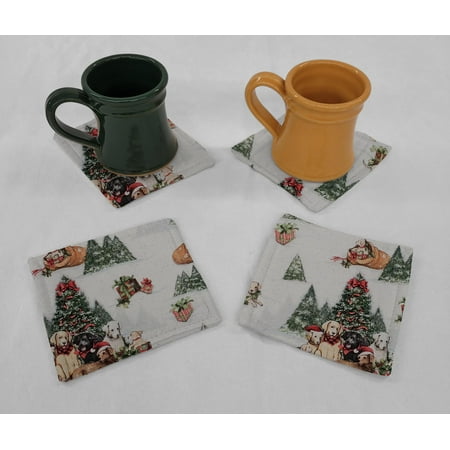 

Christmas Cloth Coasters by Penny s Needful Things (Set of 4) Dogs & Puppies