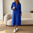 thumbnail image 5 of Sheghy Summer Dresses 2026 Autumn Winter Lapel Half Button Drop Shoulder Relaxed Fit Solid Shirt Dress Blue S, 5 of 6