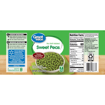 Great Value No Salt Added Green Peas, 15 oz