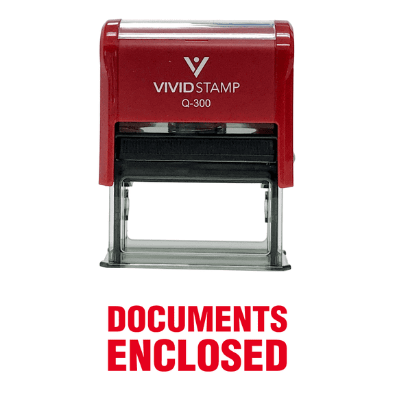 Vivid Stamp Documents Enclosed Self Inking Rubber Stamp (Red Ink) - Large