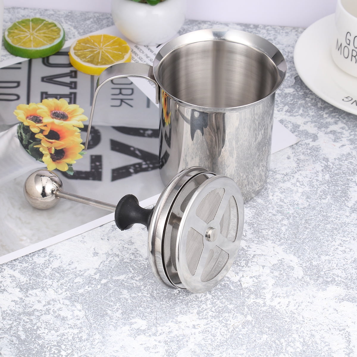 Manual Milk Frother, 400ml/14oz Stainless Steel Creamer Frother Milk  Steamer Latte Cappuccino Coffee Foamer Frother Handled Metal Milk Creamer  Milk