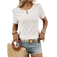 thumbnail image 1 of Blusas Casuales de Verano para Mujer, con Bordados Calados, de Corta, Color Beige, Talla M, 1 of 10