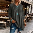 thumbnail image 5 of Tqcoqu Women's Cotton Linen Long Sleeve Loose Tunic Blouse,Round Neck Pleated Front Tops,2026 Spring Fall Trendy Clothes,Dark Gray Women's S-XXXL, 5 of 10