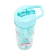 Your Zone 14 oz Unicorn Double Wall Insulated Plastic Water Bottle with Lid and Straw
