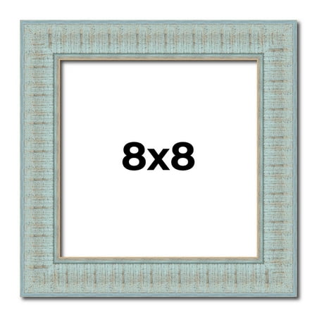 8x8 Frame Blue Teal Distressed Solid Wood Picture Frame | 1.625 Inch Moulding Width | Sonoma Blue