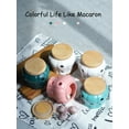 thumbnail image 2 of Mornenjoy Garlic Keeper,Ceramic Macaron Tone Garlic Jar Hollow Pumpkin Garlic Vented Storage Container Garlic Cellar Pot with Bamboo Lid (Blue), 2 of 8
