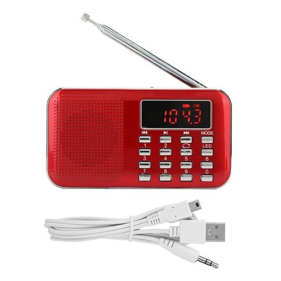 Red Audio Receiver Digital FM/AM Radio MP3 Player Loudspeaker with AUX Jack