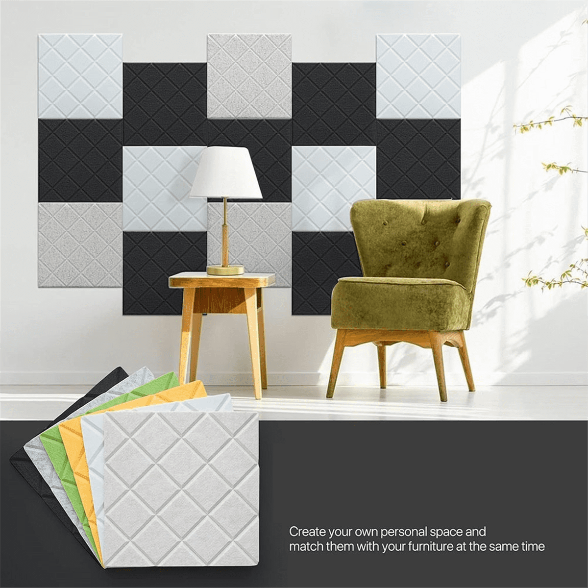 12Pack Acoustic Panels with Self-Adhesive, 12x12x0.4In Sound Proof Foam Panels, Sound Absorbing Tile for Walls White