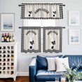 thumbnail image 4 of Easter Rabbit Silhouette Curtain Tier and Valance Set 3 Piece, Retro Linen Black White Buffalo Plaid 3-inch Rod Pocket Window Tier Curtains Valance for Kitchen Living Room, 4 of 9