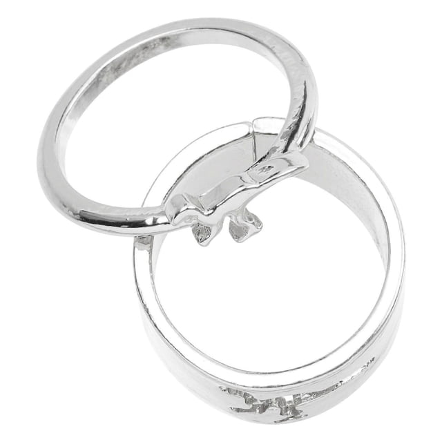 2 Piece Set Silver Alloy Rings for Women Jewelry Gift 6.5 inch