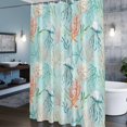 thumbnail image 6 of Teal Jellyfish Starfish Shower Curtain, Summer Beach Coral Shell Blue Waterproof Shower Curtain Set with 12 Hooks Lightweight Bath Curtains Fabric Bathroom Decor 48x72 Inches, 6 of 9