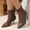 #461-Brown, variant on Women's Fashion Casual Winter Ankle Boots – Pointed Toe with Solid Color Panel Design, Back Zipper and Slender Mid Heel for Daily Wear