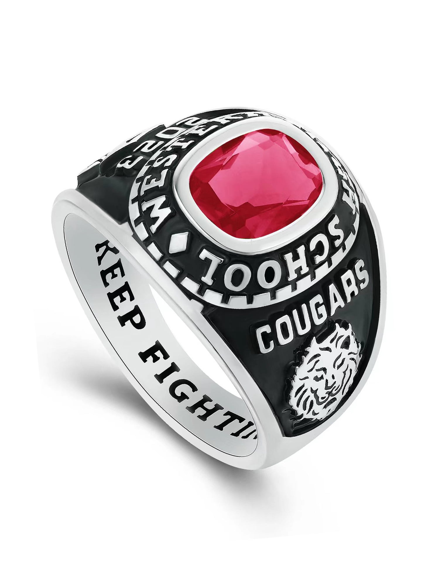 Mementos USA Customized Sterling Silver Class Rings for Men High School College-Platinum-Ultimate